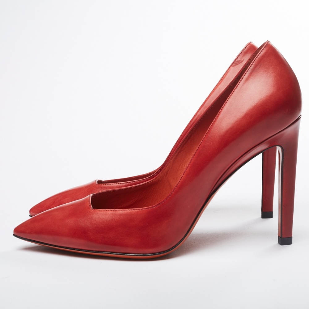 ❌ NWT Santoni Red Leather Stiletto Italian Pump - Picture 1 of 8